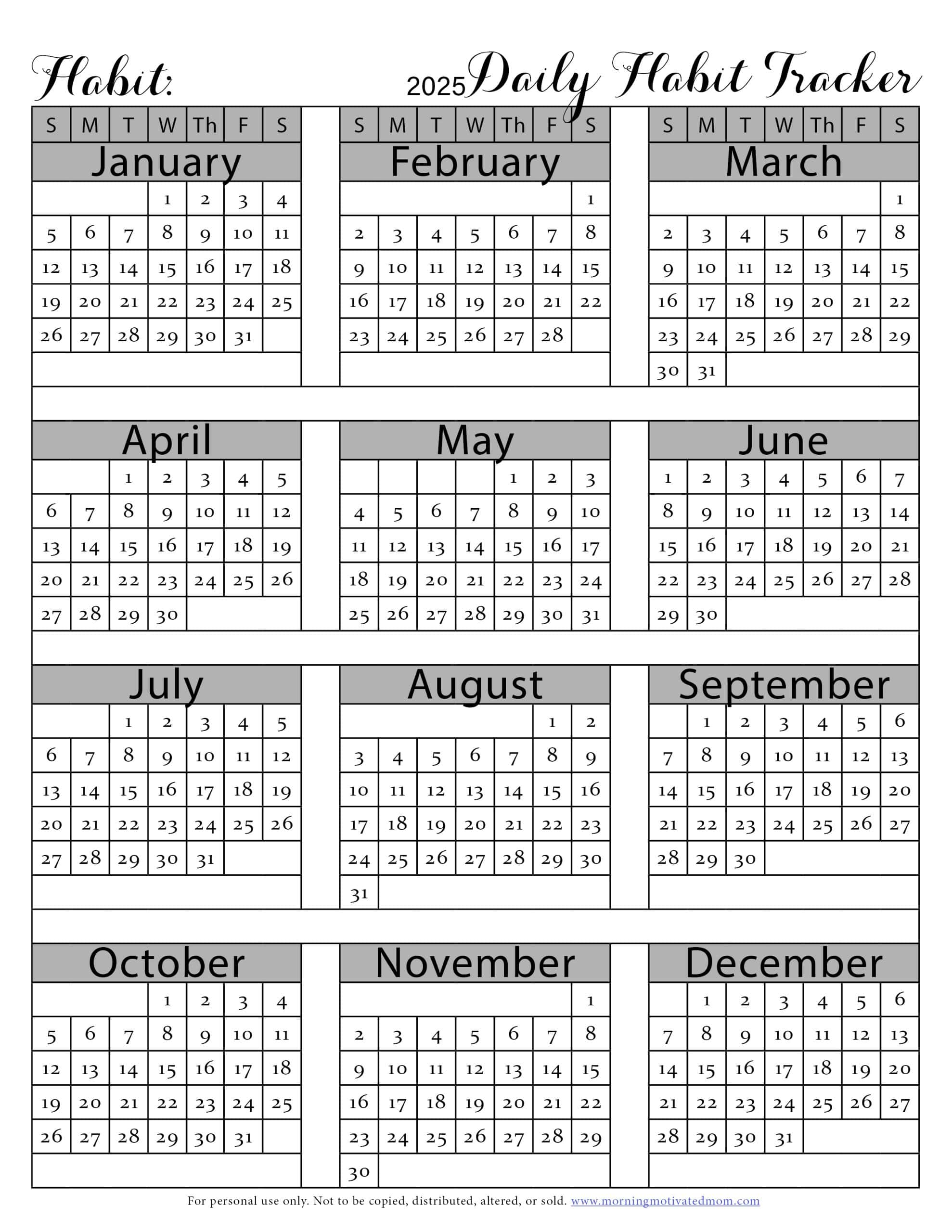 free printable habit tracker – morning motivated mom